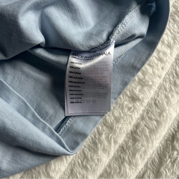 Club Monaco Relaxed Ringer Tee Mens Medium Light Blue Tee with Dark Blue Trim - Picture 6 of 7